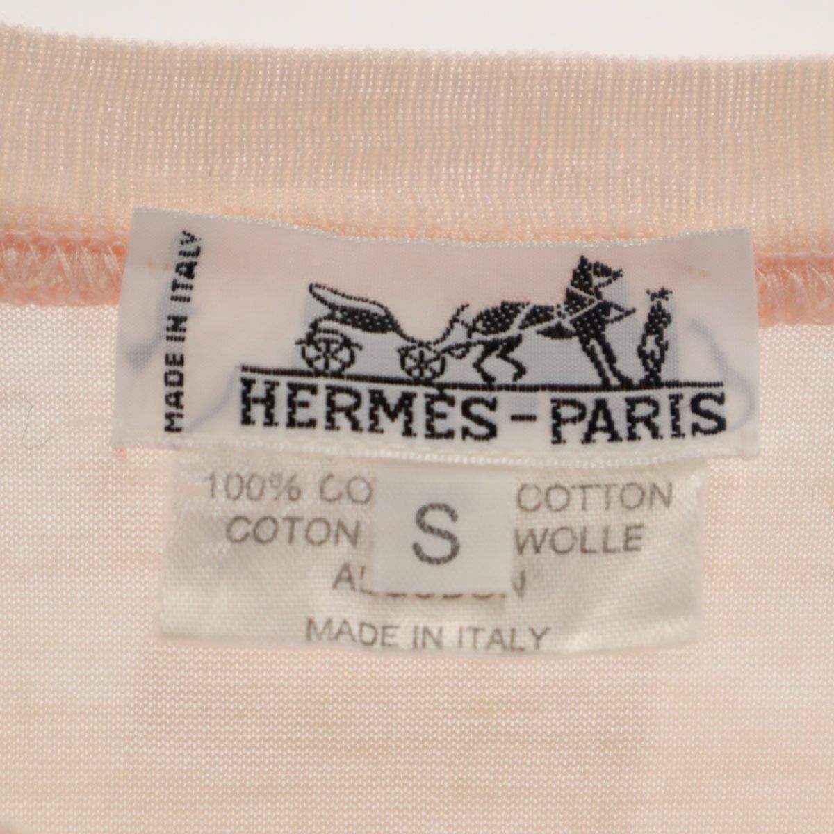HERMES エルメス イタリア製 長袖 ワンポイント刺繍 Tシャツ S ピンク ロンT レディース HERMES エルメス イタリア製 長袖 ワンポイント刺繍 Tシャツ S ピンク