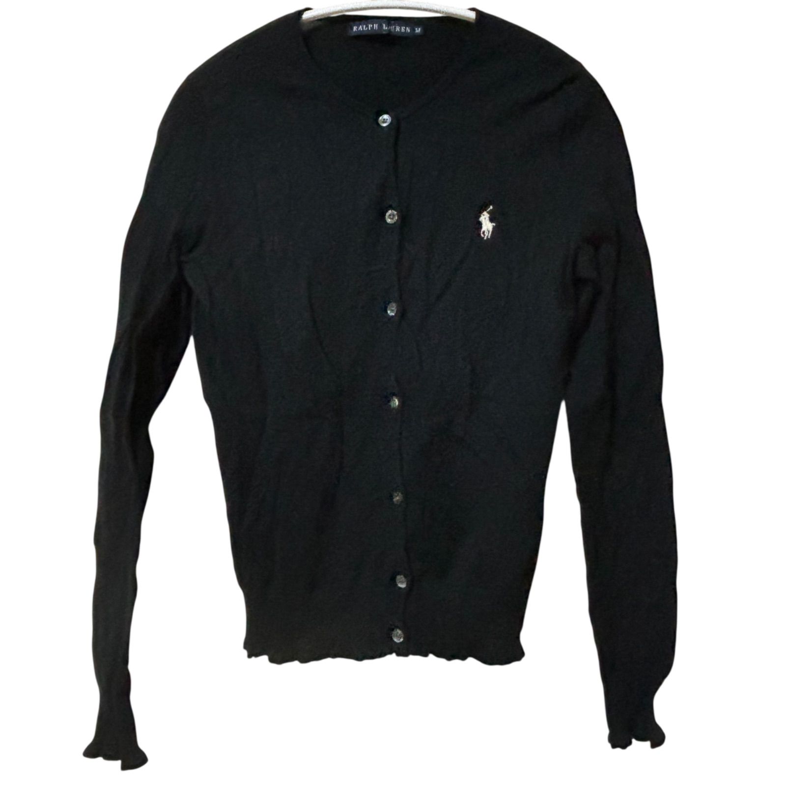 【新品未使用】ラルフローレン　綿ｘ麻ざっくりカーディガン　ネイビ－ブルーＭサイズ Polo Ralph lauren Argyle Pattern Cotton Knit Cardigan 紺紫 M