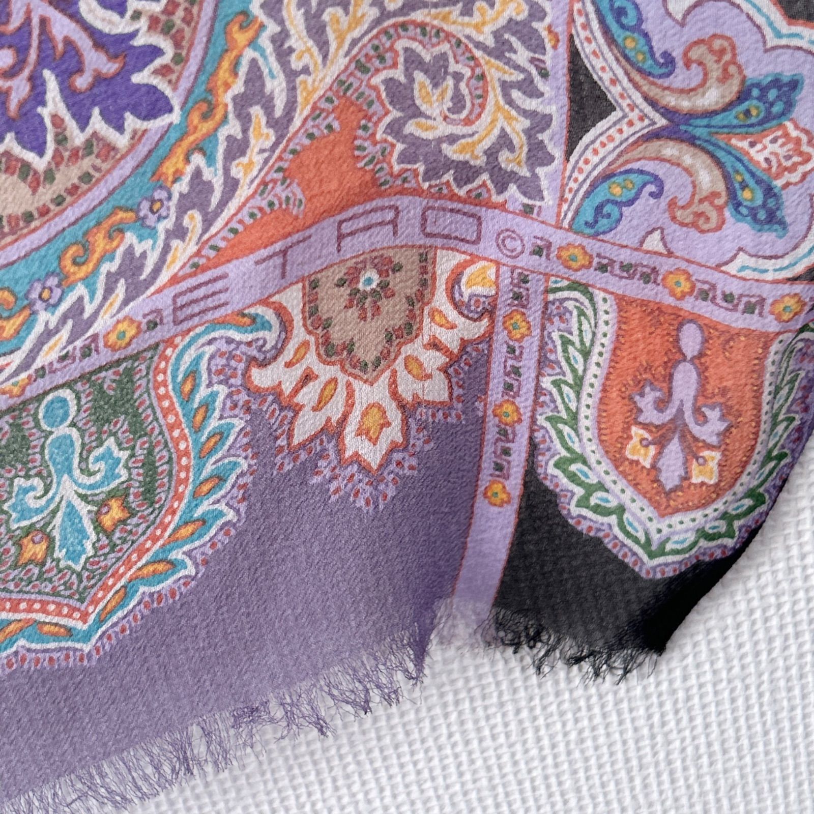 美品 ETRO エトロ 大判シルクストール ペイズリー ピンク マルチ