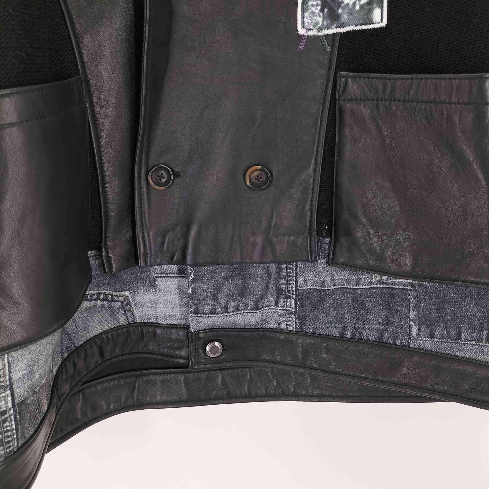 ザラ ZARA ニットコンビレザージャケット メンズ import：L