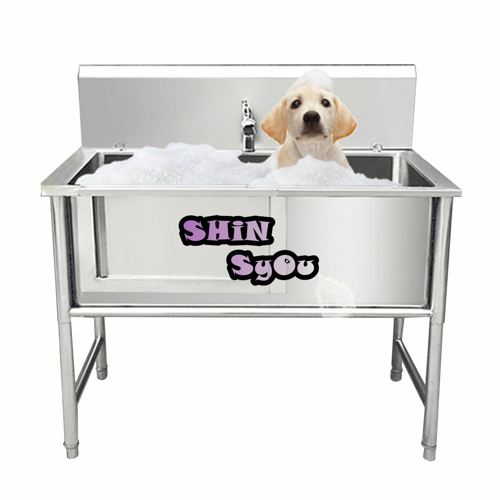 QLXYYFC 犬のグルーミングバスタブステーション、プロフェッショナルステンレススチールペットシャワーシンク、蛇口付き犬洗濯ステー QLXYYFC  プロフェッショナルステンレス鋼犬用入浴ステーション、犬用グルーミングバスタブステーション、蛇口付き大型犬用洗浄シャワ ...