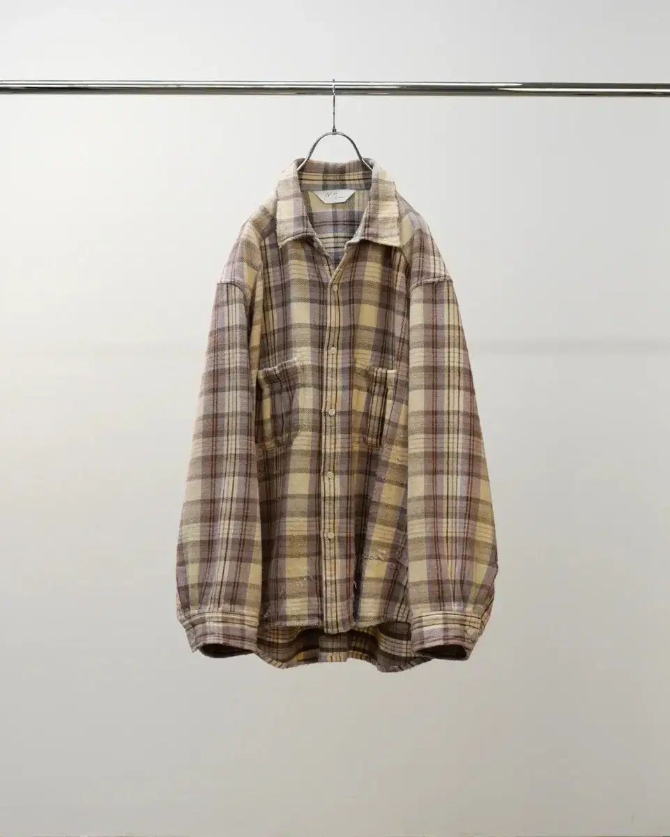 アンセルム ネル CHECK オーバ ウォーカーシャツ アイボリー 2サイズ