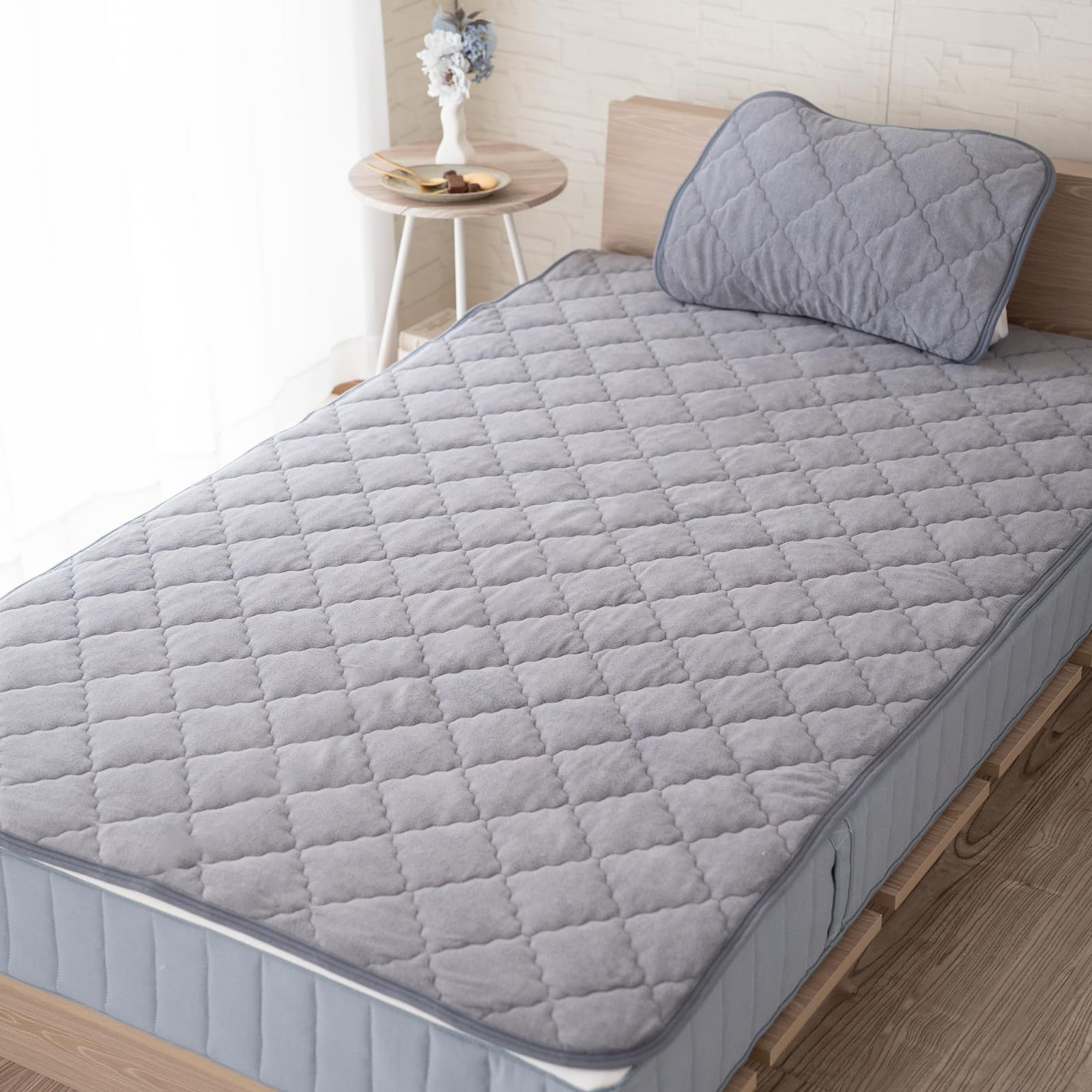 Color ダークグレー_Size シングル シルフィーズ 敷きパッド 100×205cm 滑り止め ずれない 綿100％ タオル地 洗える 消臭 置くだけ オールシーズン 防カビ ピタパッド ダークグレー シングル