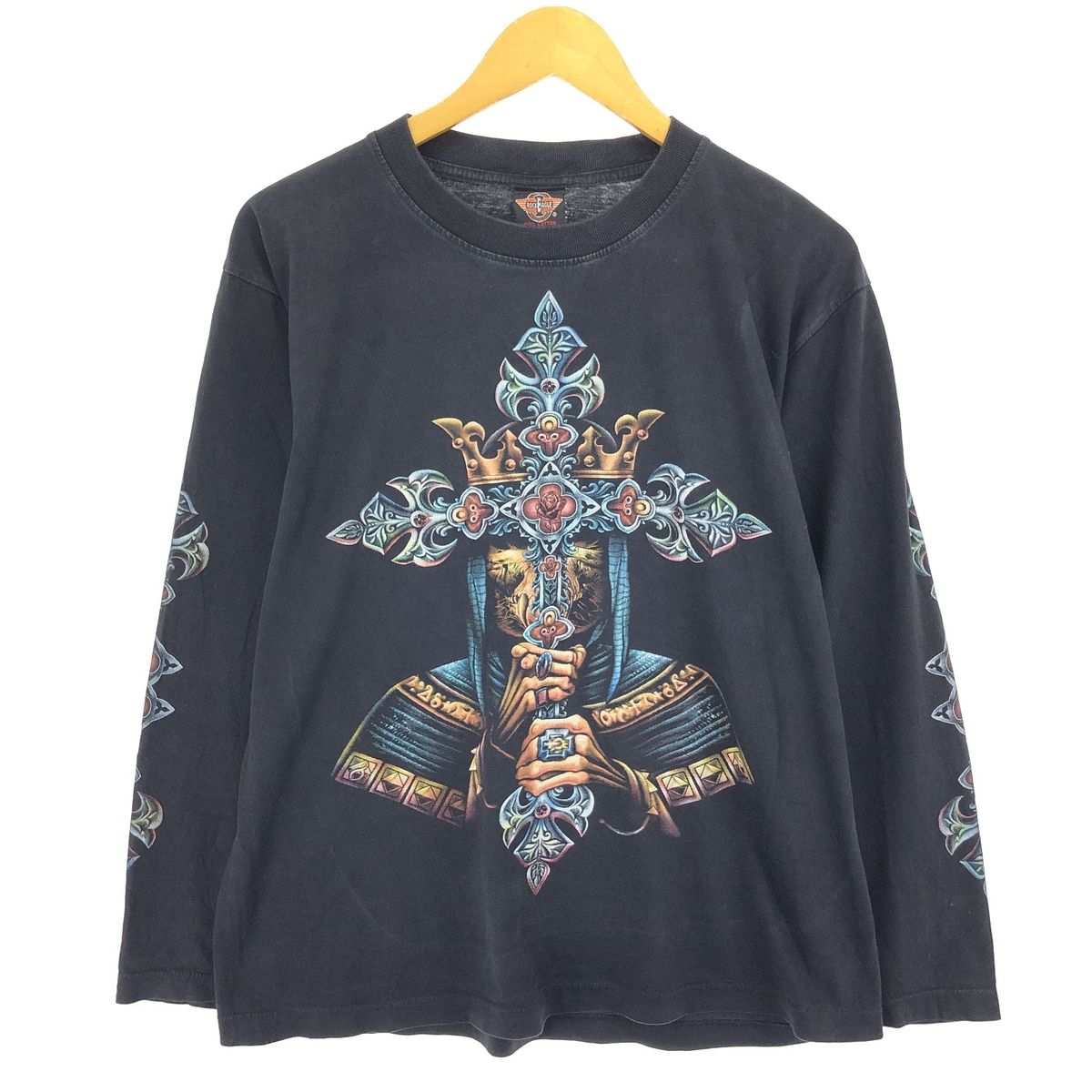 古着 90年代 ROCK EAGLE ドクロ柄 スカル柄 ロンT バンドTシャツ バンT メンズL相当 ヴィンテージ/eaa437948