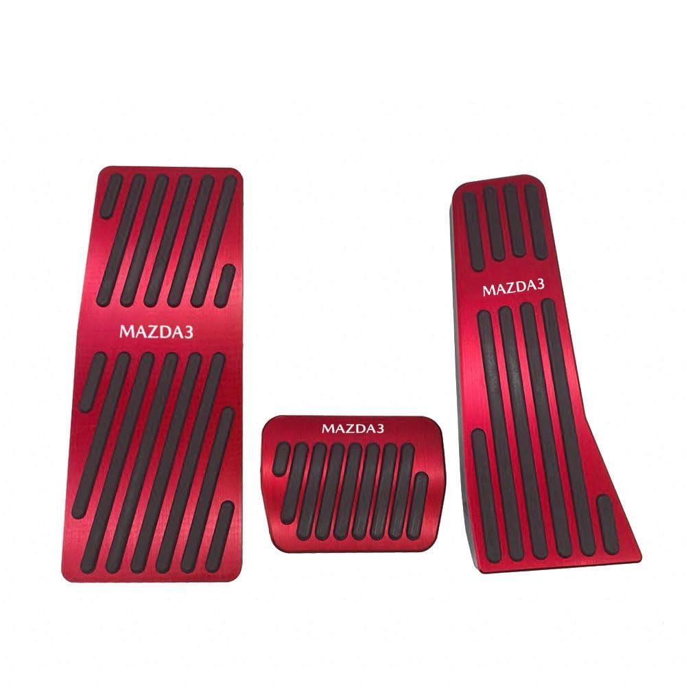 MAZDA3 BP系_レッド Boyous マツダ3 アルミ ペダルカバー ブレーキ フットレスト アクセルペダル 3点セット 穴あけは不要です MAZDA3ロゴ付 防キズ 防汚れ 適合 新型MAZDA3セダン ファストバック BP系 2019年5月～ レッ