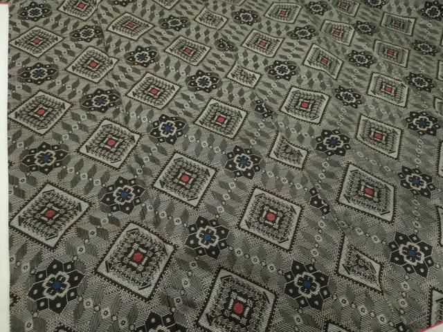 平和屋着物○本場大島紬 龍郷絣 本場大島紬 花菱文 正絹 逸品 未使用  