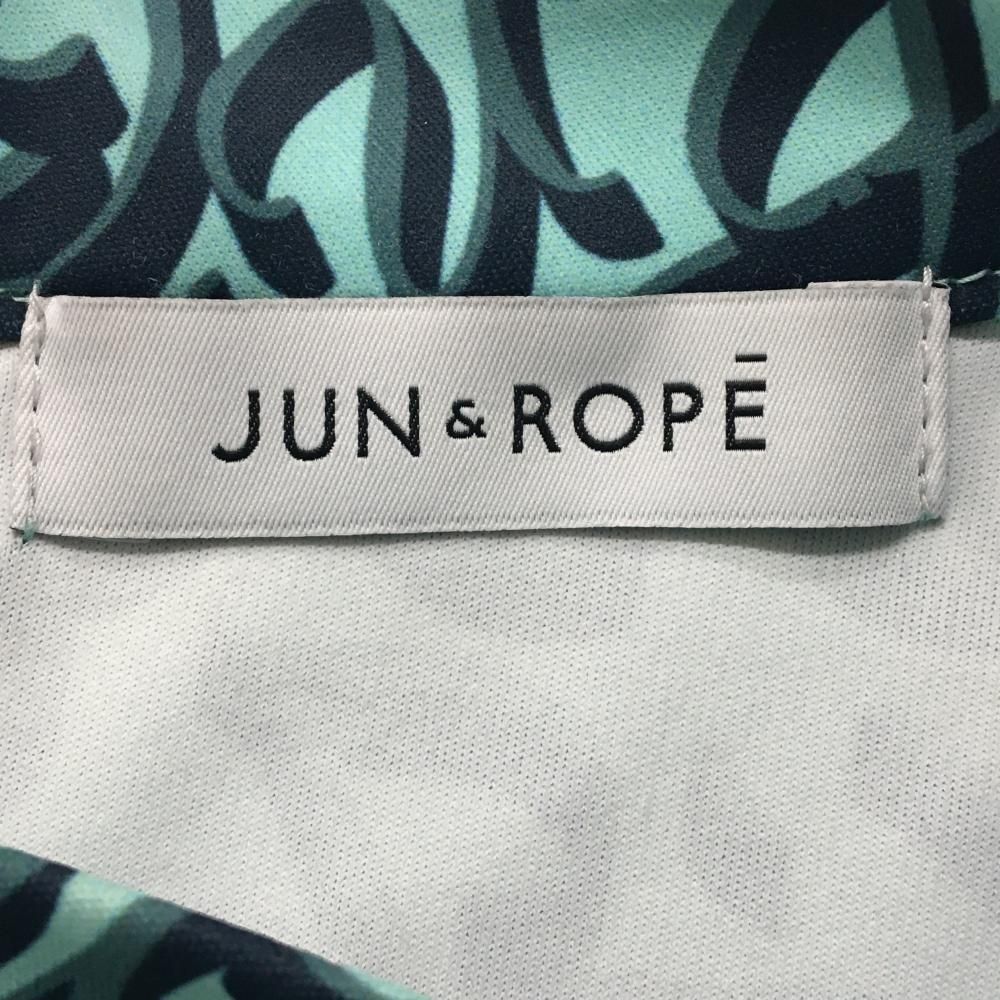 JUN&ROPÉ ジュン&ロペ　総柄　ロゴ　ハイネックシャツ　バックリボン　M JUN&ROPÉ ジュン&ロペ 総柄 ロゴ ハイネックシャツ バックリボン