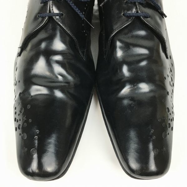 試着交換OK！英国/JEFFERY WEST/ジェフリーウェスト　 高級ロングノーズプレーントゥ〈黒/BLACK/ブラック〉size41/25.5-26.5程度　 ビンテージ/Vintage/メンズ/菅NO.WZG-160 #BUZZBERG