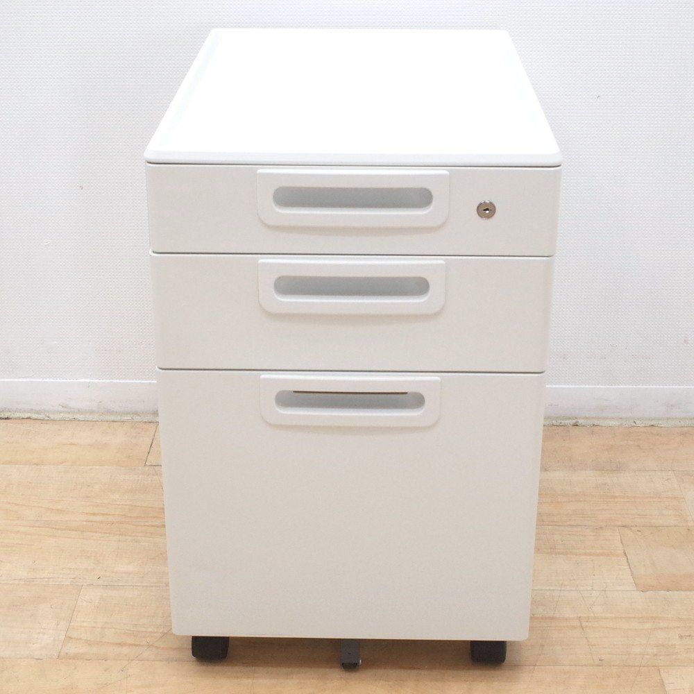 PLUS プラス 3段ワゴン RY-046SC-3-WH ホワイト 収納ワゴン デスクワゴン 引き出し サイドキャビネット EG18011 オフィス家具