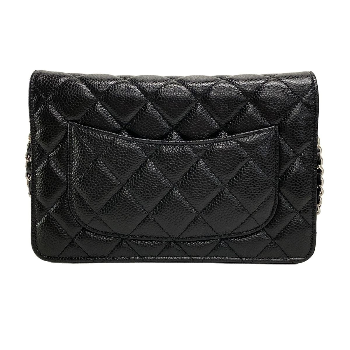 CHANEL シャネル 財布 マトラッセ A33814 黒 チェーンウォレット シルバー金具