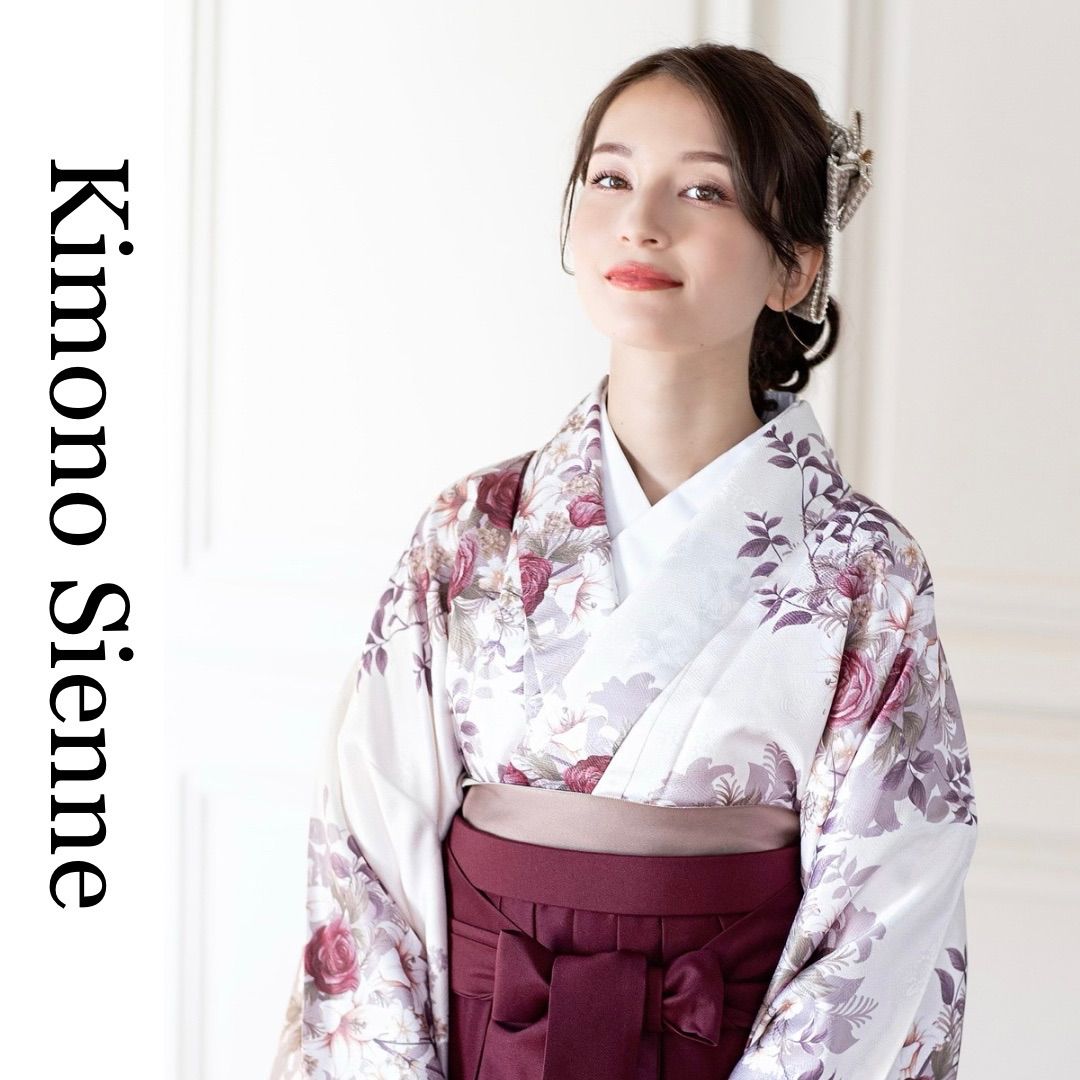 着物ジェンヌ 卒業式袴セット エンジ 袴 二尺袖着物 袴 レディース着物 