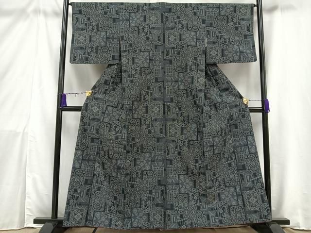 平和屋着物○本場村山大島紬 風景草花文 正絹 逸品 AAAY0081zg