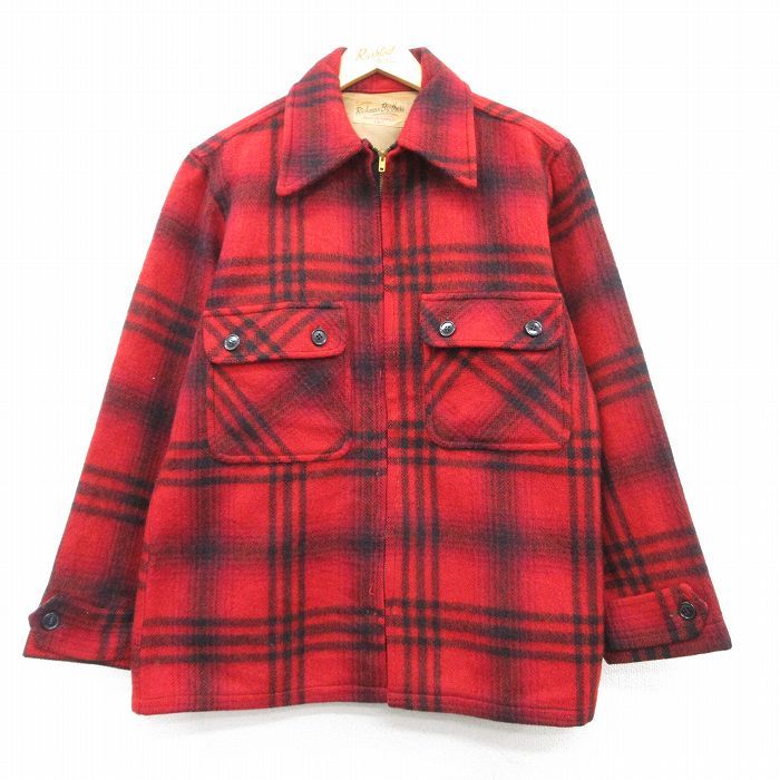 M/古着 リッチマンブラザーズ 長袖 ビンテージ ウール ジャケット メンズ 50s タロン 赤他 レッド チェック 25feb19 中古 アウター