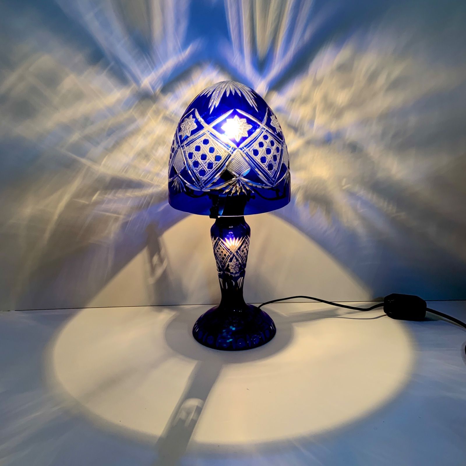 old kiriko glass stand light 切子 伝統工芸 照明 デスクライト 