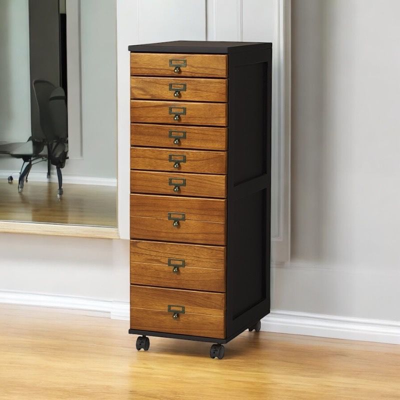 送料無料 E 訳あり ♥ 天然桐の多段チェスト 9段 キャスター付き B4対応 カラー ブラックブラウン 完成品