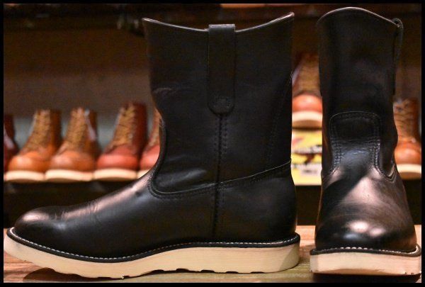 【8.5E 良品 07年】レッドウィング 8169 ペコス 黒 ブラッククローム プルオン クッションソール ブーツ redwing pecos HOPESMORE【EF316】