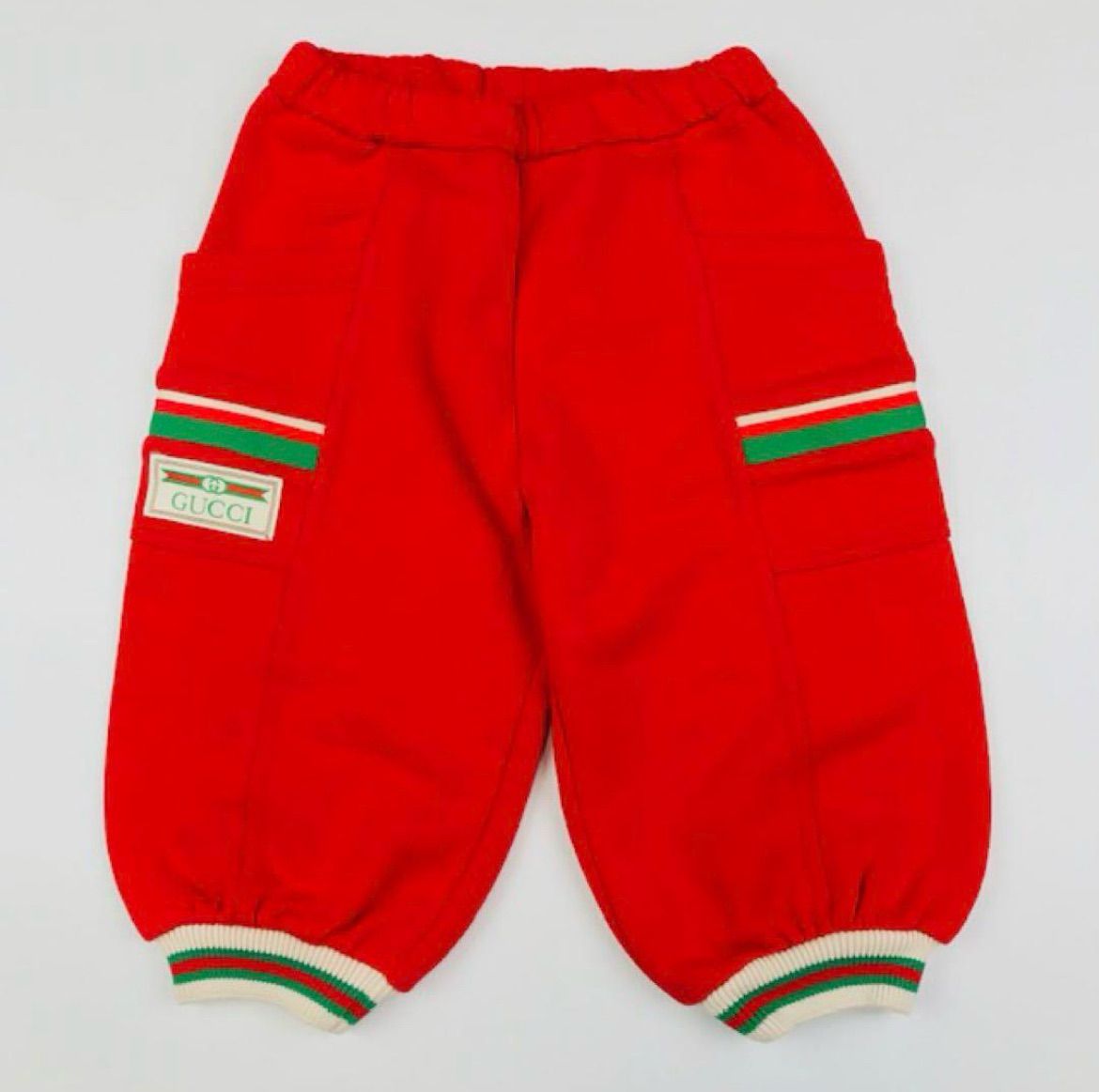 GUCCI グッチ キッズ ブランドアイコンロゴタグ付き シェリーラインリブ スウェット パンツ 80㎝ ベビー チルドレン キッズパンツ 秋冬物 パンツ カジュアル ガールズ ボーイズ ユニセックス