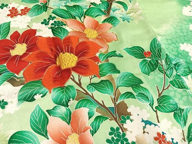 平和屋着物□豪華振袖 駒刺繍 枝花文 暈し染め 金糸 金彩 正絹