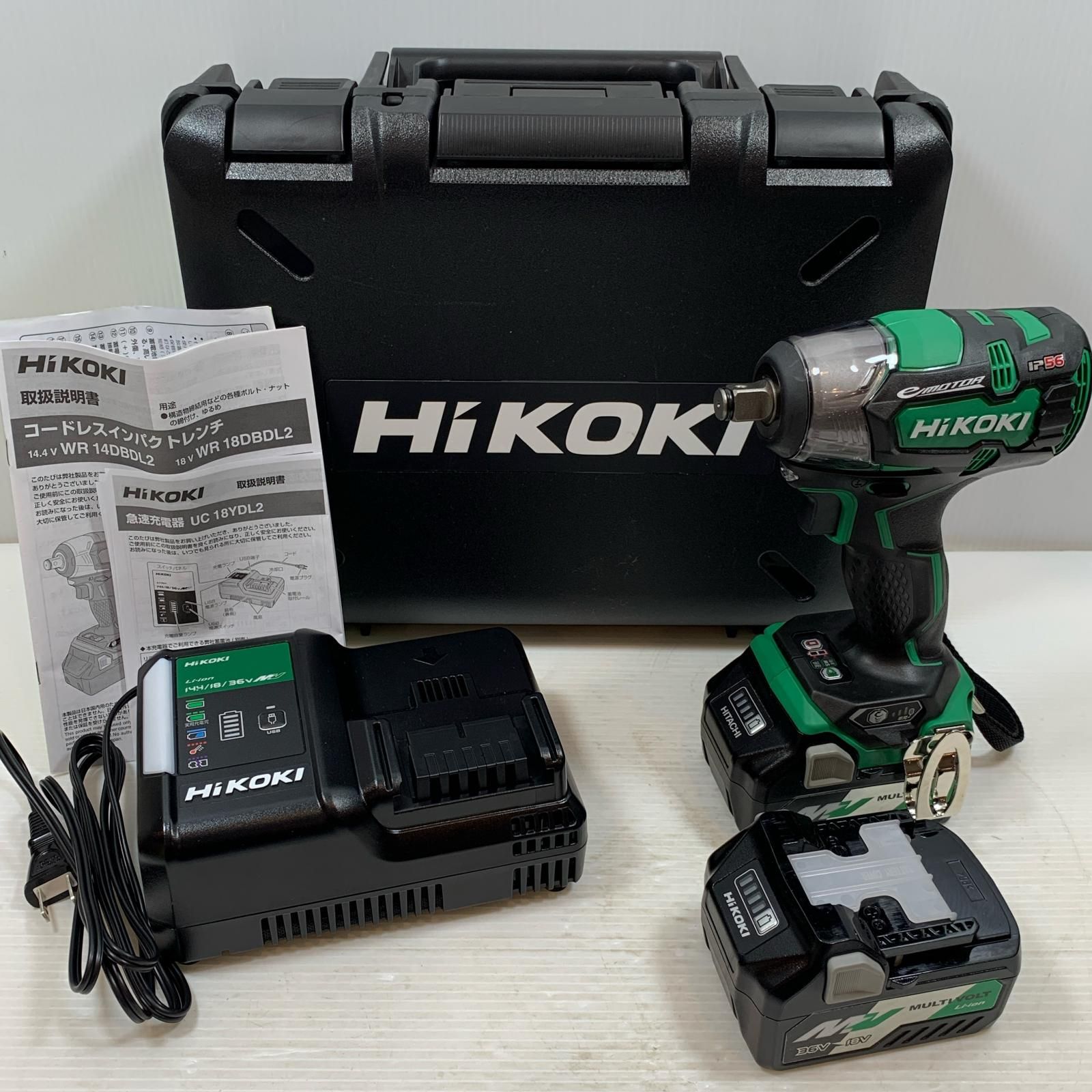 κκHiKOKI ハイコーキ 締め付け工具 インパクトレンチ コードレス式 36v 2.5Ah J700450 WR18DBDL2 グリーン