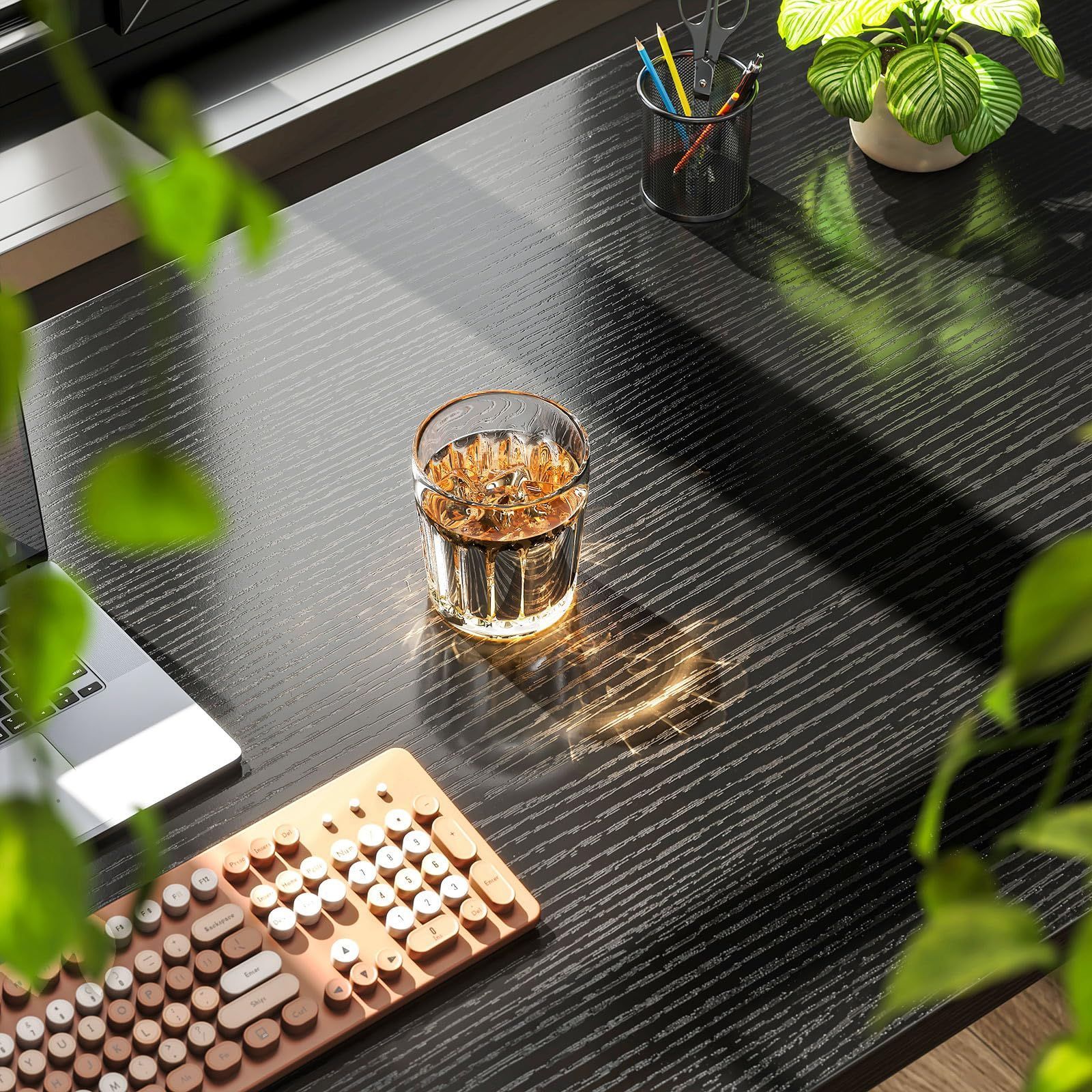 送料無料! ODK ゲーミングデスク L字 パソコンデスク 幅110 デスク desk 机 pcデスク 棚付き オフィス ワーク 在宅勤務 子 勉強机 組立簡単 ブラック 右棚