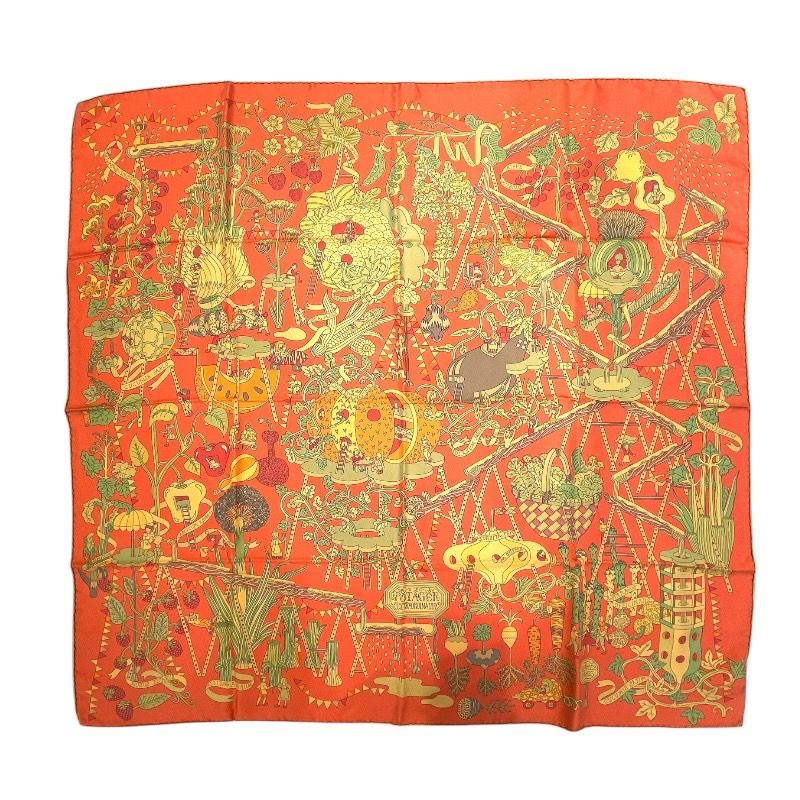 エルメス カレ90 SURTEINT オレンジ 正規品 エルメス HERMES カレ90 SURTEINT MIEL オレンジ シルク100