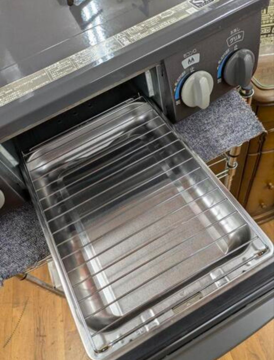 J061☆Rinnai☆LPガスコンロ☆水無し片面焼きグリル