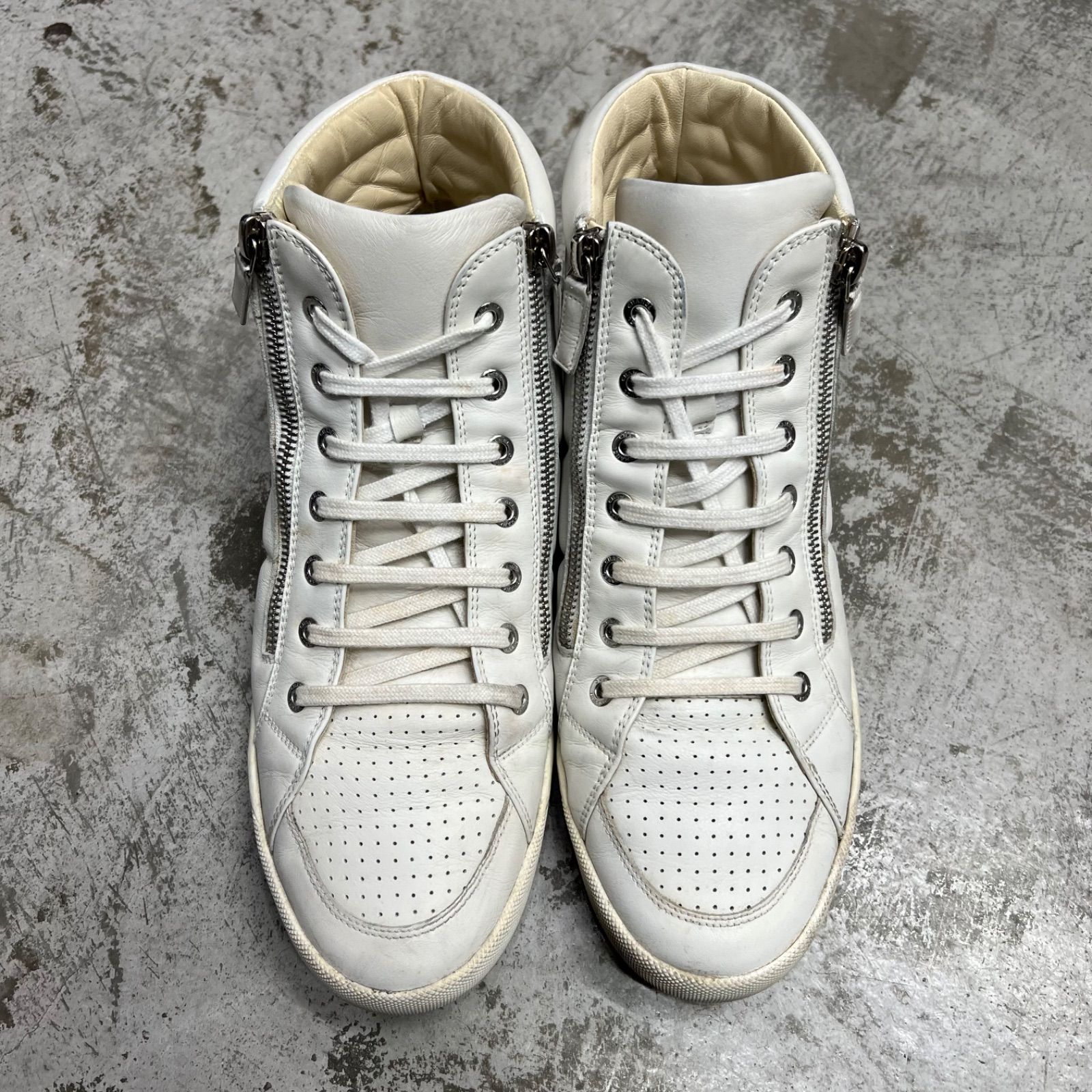 CHANEL ダブルジップ ココマーク レザー ハイカット スニーカー