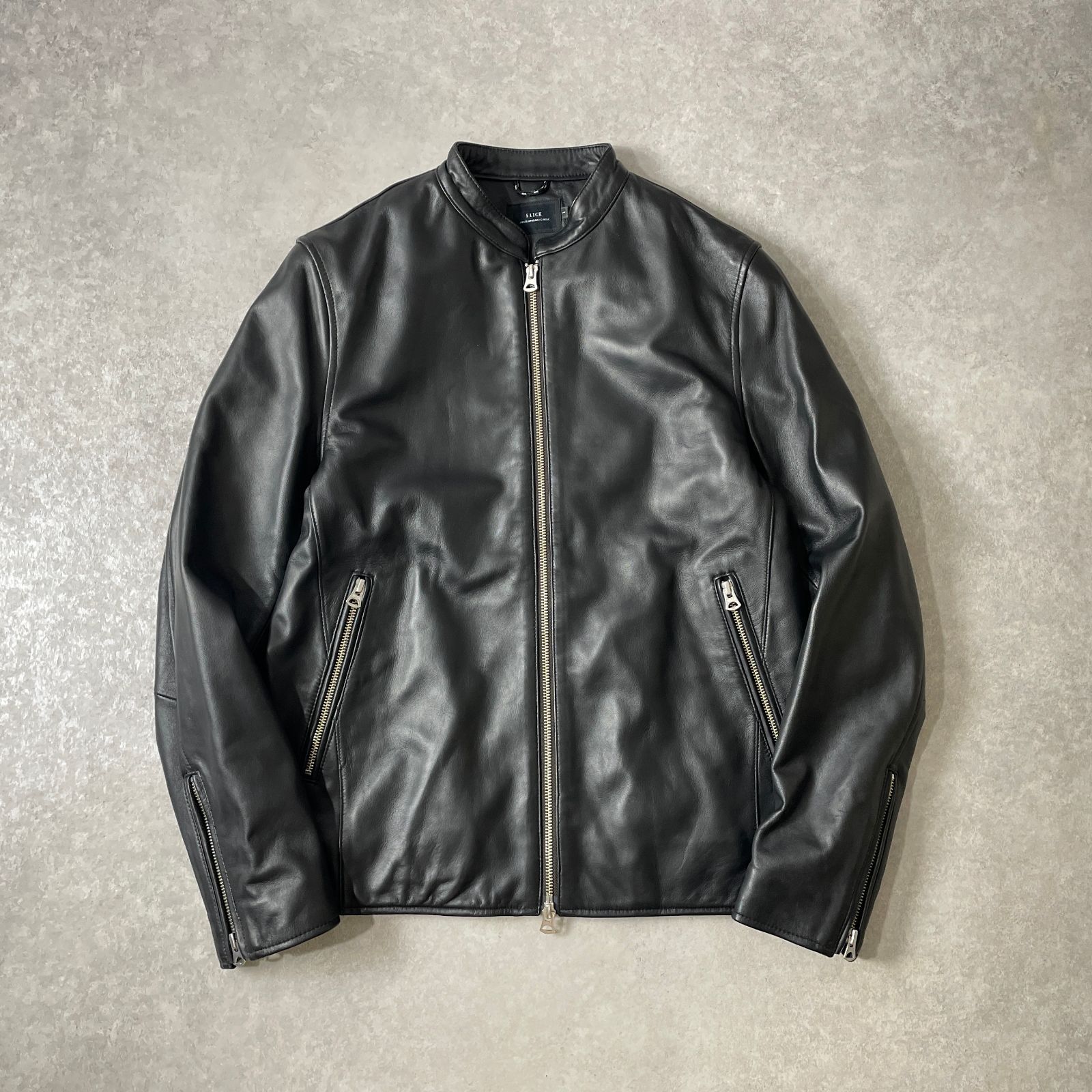 希少【vintage】本革リアルレザーライダースジャケット リブ切替 ブラウンL 希少【vintage】本革リアルレザーライダースジャケット リブ切替