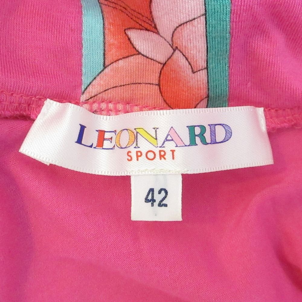 良品 LEONARD SPORT レオナールスポーツ ストレッチ ロゴ刺繍 ロングスリーブ 長袖 ハイネック プルオーバー カットソー サイズ42 ピンク レディース 古着 中古 良品 LEONARD SPORT レオナールスポーツ ストレッチ ロゴ刺繍