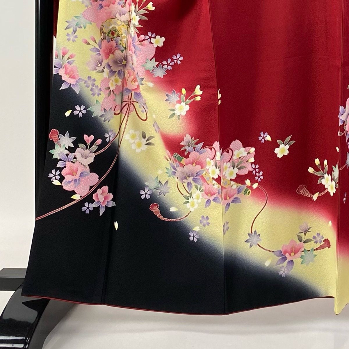 振袖 身丈161cm 裄丈68cm L 袷 袋帯フルセット 鼓 草花 金彩 赤