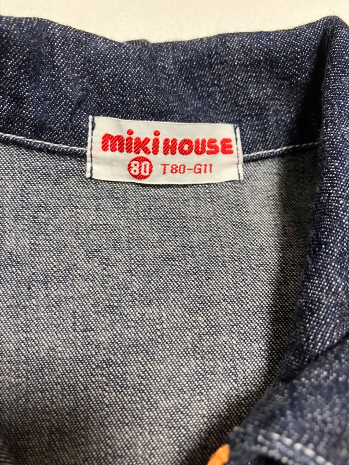 13ミキハウスmikihouse 80サイズ刺繍ワッペンオーバーオール　つなぎ