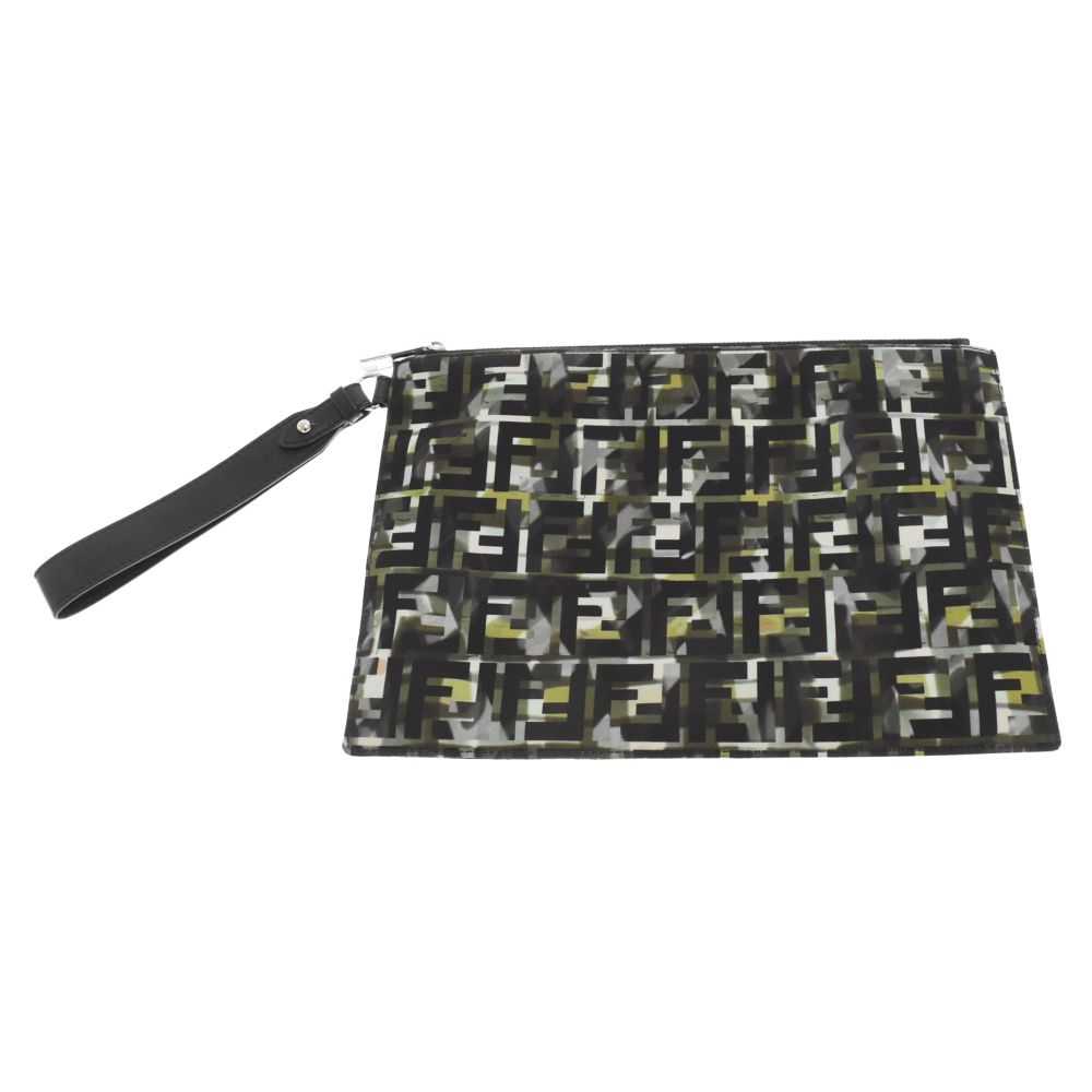 FENDI (フェンディ) カモフラージュ柄 ナイロン クラッチバッグ 