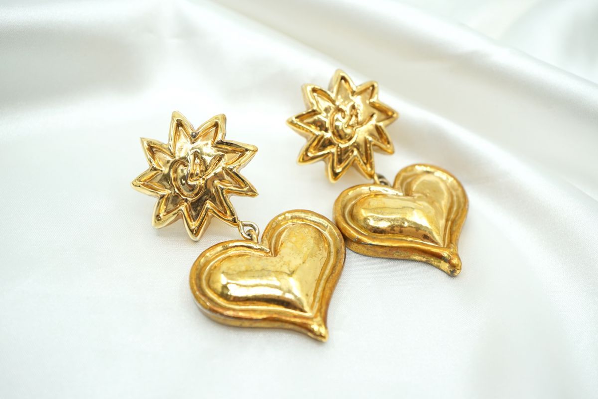 クリスチャン ラクロワ ヴィンテージ イヤリング ハート スイング 大ぶり 金 ゴールド Christian Lacroix 3864j