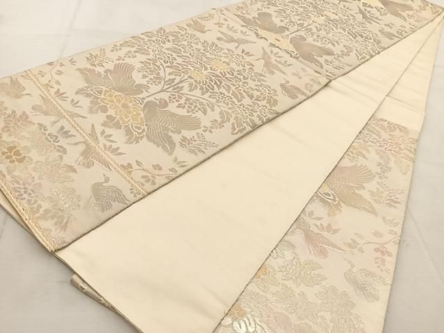 ご確認用✨服部織物✨白鳥緞子✨六通袋帯 平和屋着物◎西陣 服部織物謹製 六通柄袋帯 白鳥緞子 笠松 金銀糸 引箔