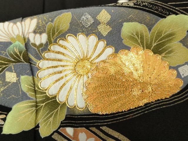 平和屋着物□豪華黒留袖 駒刺繍 流水文 金彩 正絹 逸品 AAAX7745ph