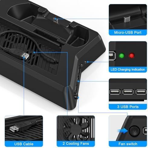デュアル冷却ファン 3つのUSBポートを備えた垂直スタンド