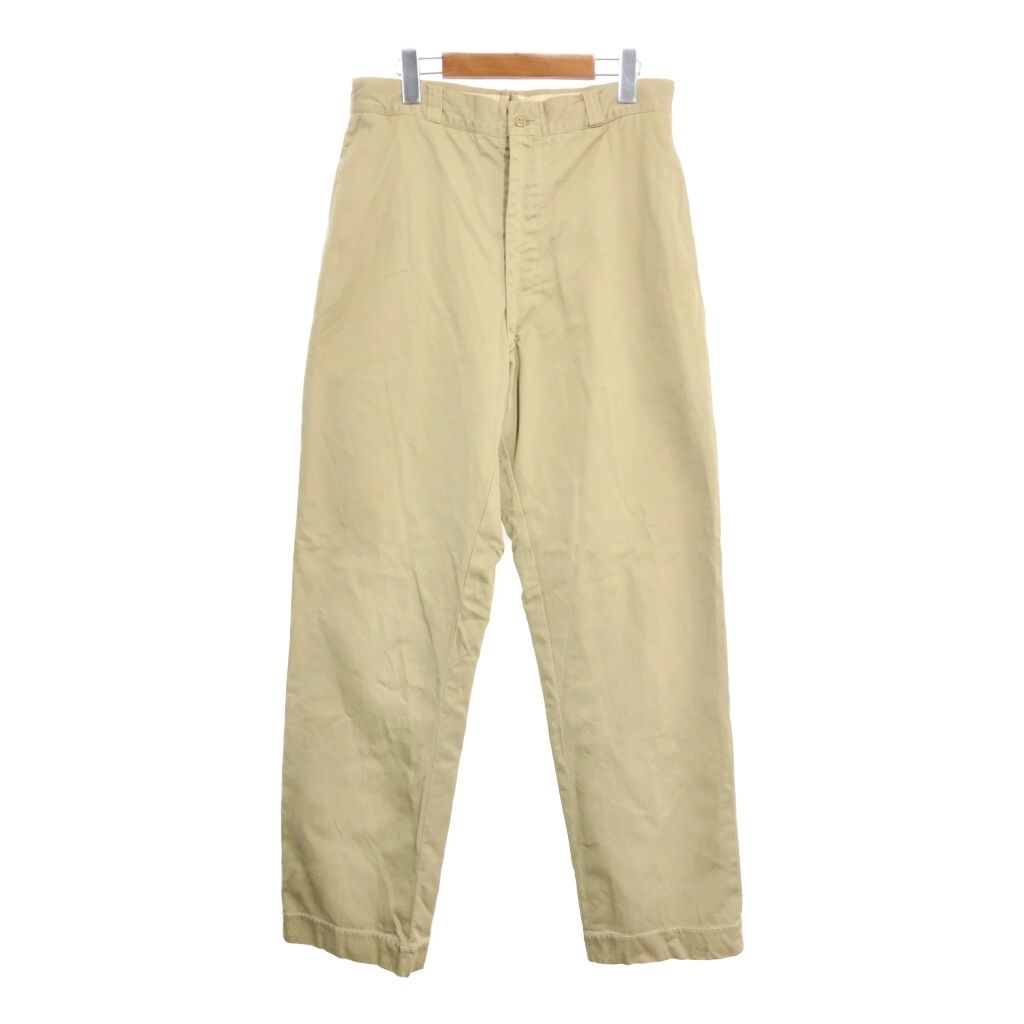 60年代 米軍実物 U.S.ARMY チノパンツ ヴィンテージ ミリタリー ベージュ (メンズ W33 L33) 中古 古着 R3518