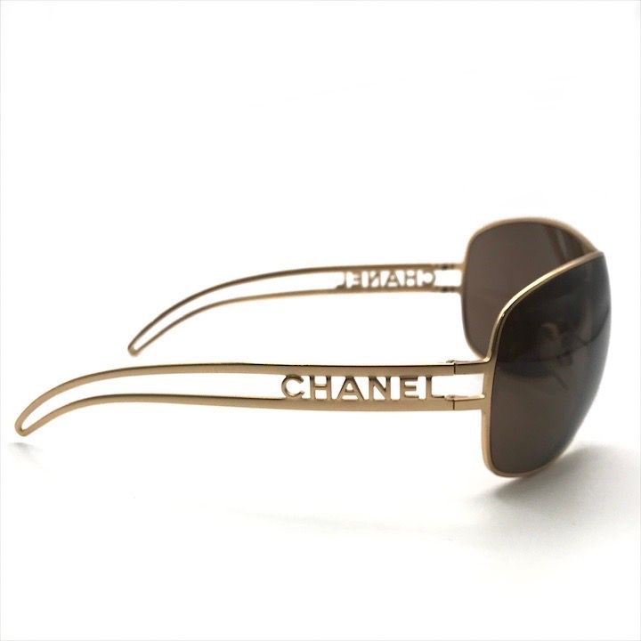 美品 CHANEL シャネル サイド ロゴ メタル ゴールド フレーム