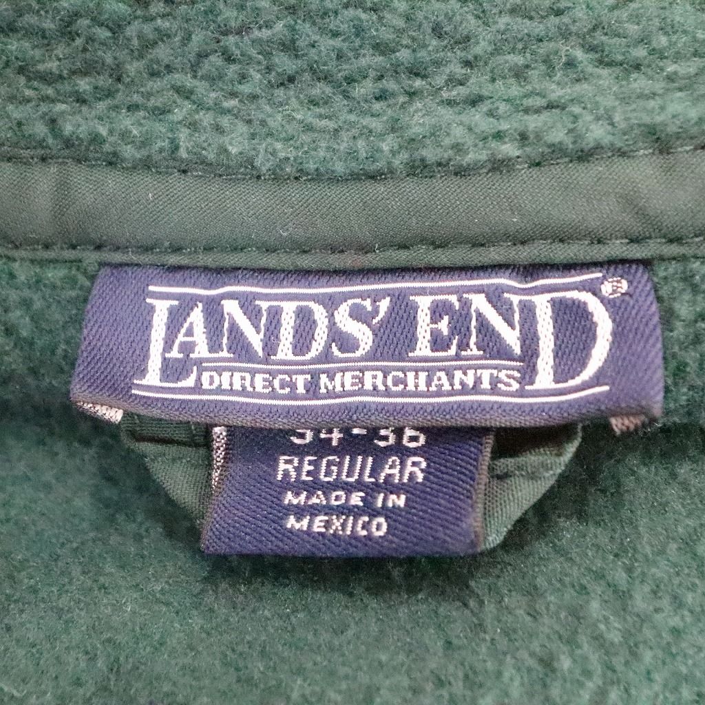 LANDS' END ランズエンド フリースベスト アウトドア 無地 グリーン (メンズ S)   O5741
