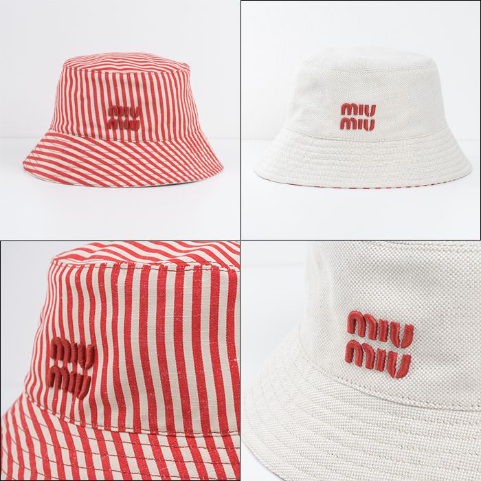 美品 MIUMIU ロゴ エンブロイダリー バケット ハット 帽子 美品 MIUMIU ロゴ エンブロイダリー バケット ハット 帽子（MIU