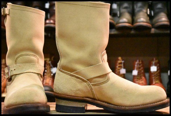 8.5 D 10年 レッドウィング 8268 スエード エンジニア ホーソーンアビレーンラフアウト ベージュ ブーツ redwing FI 464