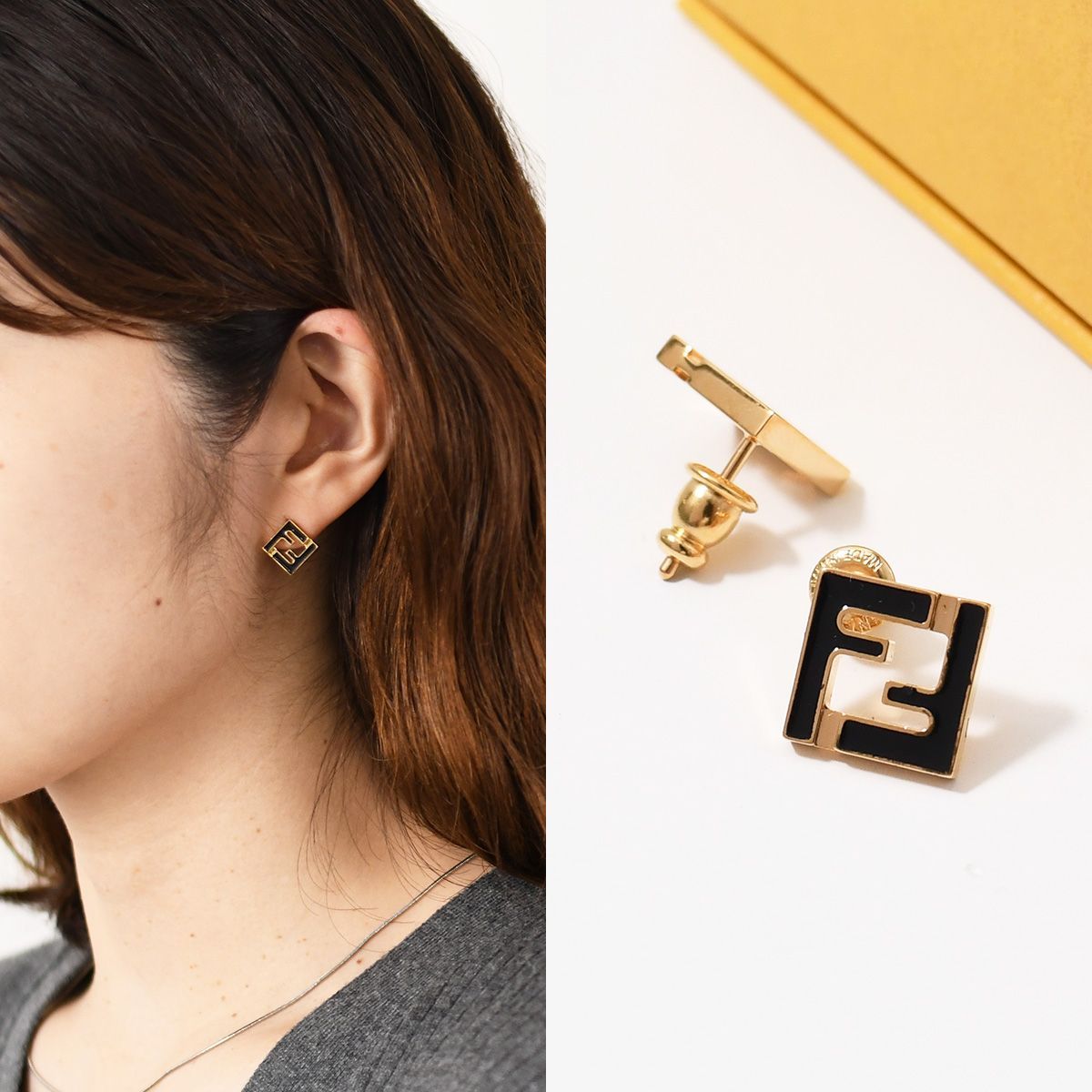 フェンディ フォーエバー ピアス ブラック FENDI フェンディ アクセサリー ピアス フォーエバー 8AK320 B09