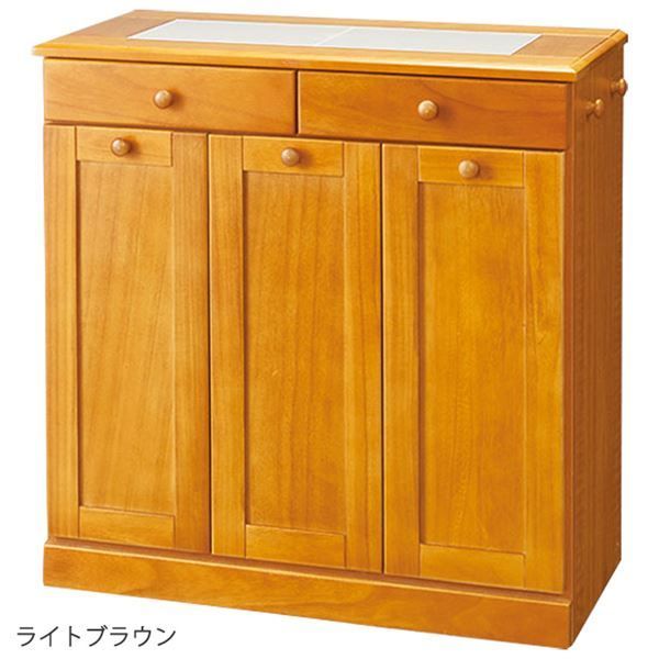 ダストボックス/ゴミ箱 【15リットル 3分別 ライトブラウン】 天然木 桐材 
