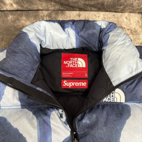 ジャケット・アウター THE NORTH FACE Supreme Bleached Nuptse Supreme The North Face Bleached Denim Print Nuptse Jacket