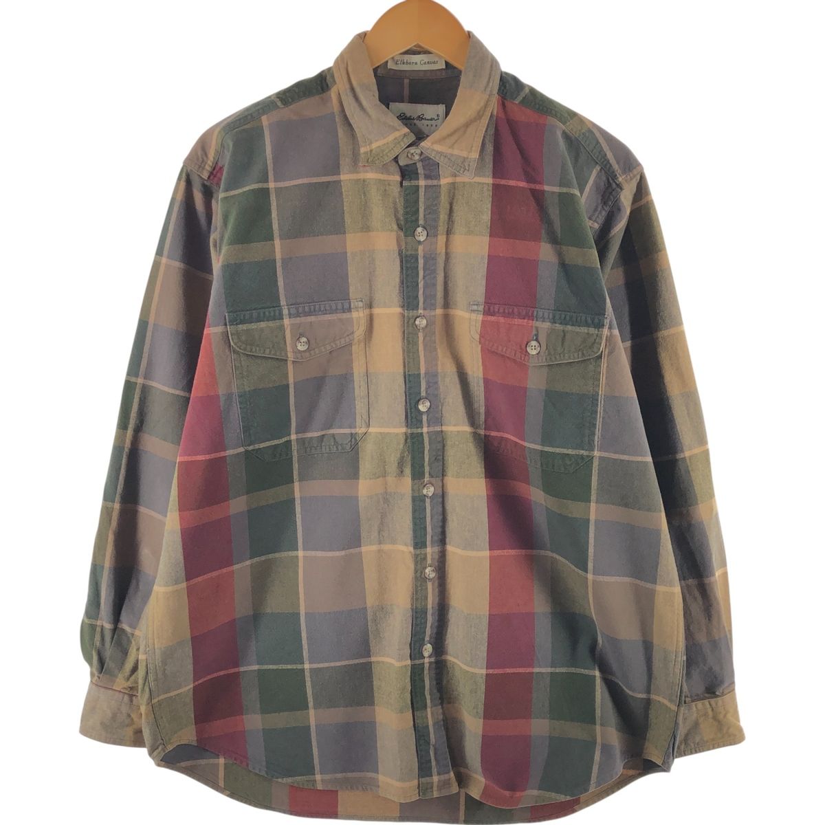 古着 エディーバウアー Eddie Bauer Elkborn Canuas 長袖 コットンチェックシャツ メンズM相当/eaa503374