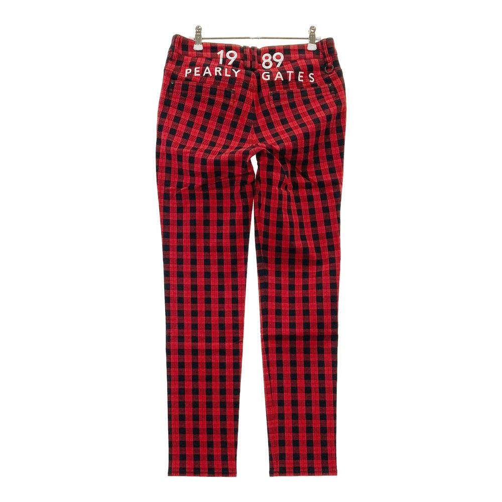 サイズ 1 PEARLY GATES パーリーゲイツ 055-1231004 ストレッチパンツ チェック柄 レッド系 240101526023 ゴルフウェア レディース ストスト