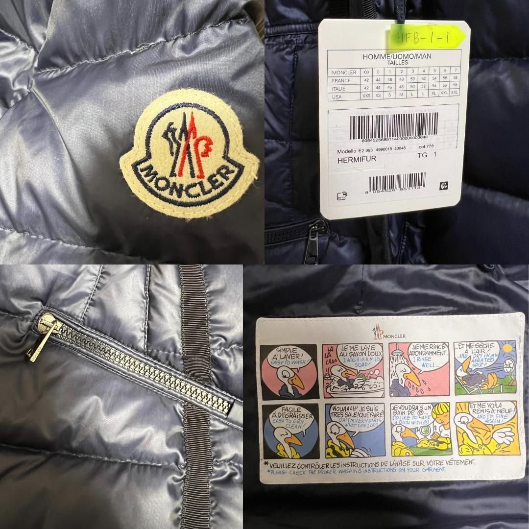 MONCLER エルミファー フォックスファー ダウンジャケット 0 ネイビー色 ☆未使用タグ付き☆MONCLER Hermifur ダウンジャケット