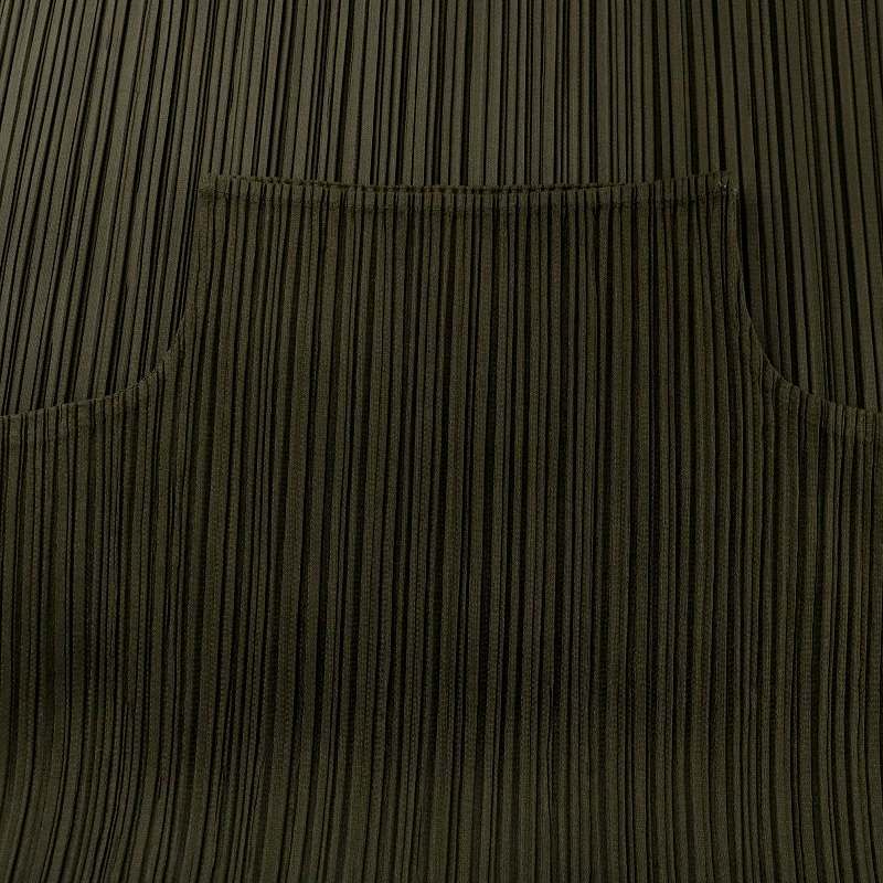  イッセイミヤケ ISSEY MIYAKE プリーツプリーズ PLEATS PLEASE カットソー Tシャツ 長袖 ボトルネック ハイネック L 緑 グリーン ダークグリーン PP 33 JK 604 MP GY 18 長袖 Tシャツ カットソー