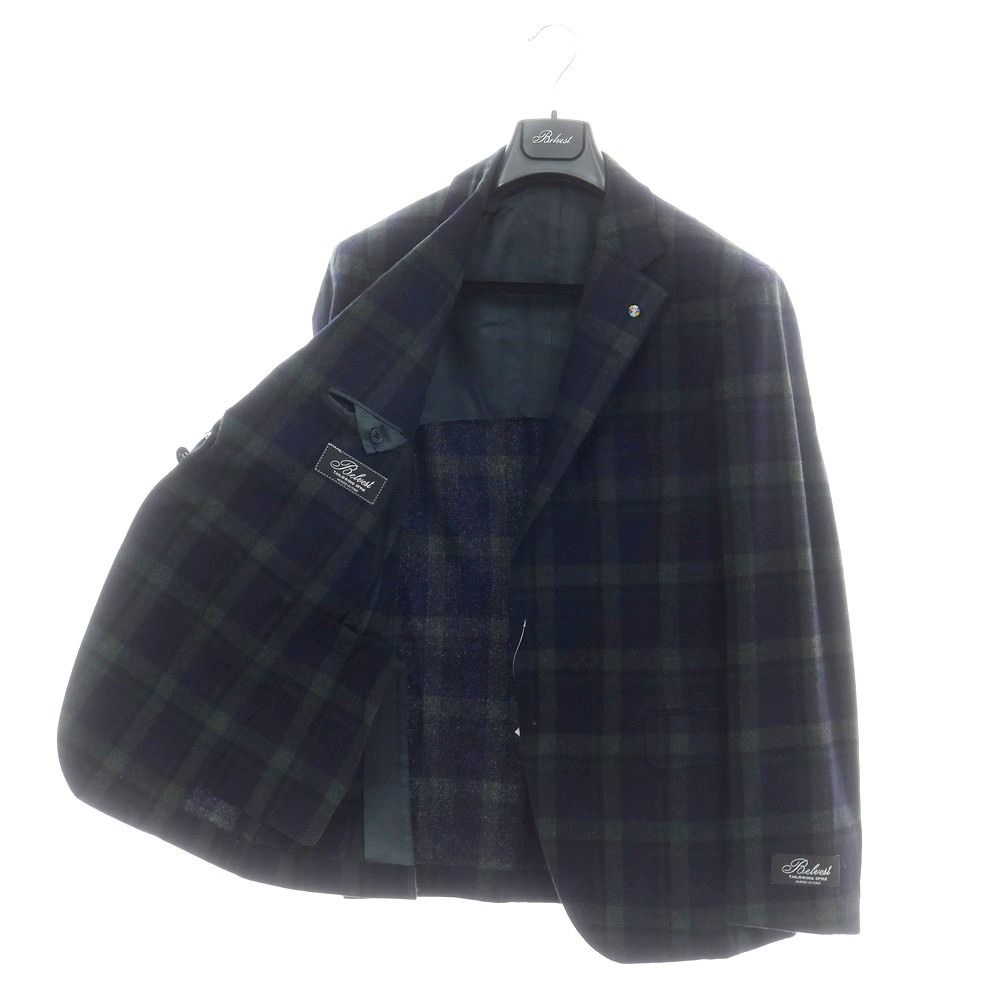 新品】ベルベスト Belvest ウール チェック 2つボタンスーツ