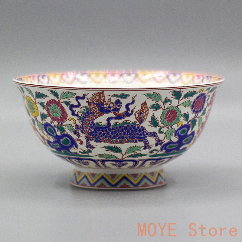 大清乾隆斗彩麒麟碗 景徳鎮 陶磁器 装飾品 現代工芸品 美術品